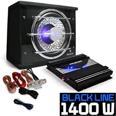 Auto Hifi Boxenset Autoboxen Set "Black Line 100" 25cm Subwoofer, satte 1400W Endstufen Power