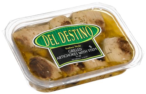 Del Destino Italian Style Grilled Artichoke Hearts With Stem in Oil, 13.75-Ounce Trays (Pack of 5)