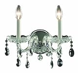 Trans Globe Lighting EL-2 BK Black Versailles Crystal Two Light Up Lighting Wall Sconce from the Ver