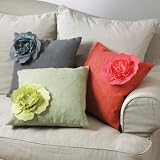Evas Fleurs de Jardin Decorative Throw Pillow. 17 Square. One Piece. (Lime, One Size)