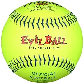 Trump&reg; MP-EVIL-44-MAX-Y Evil Sports 12 Inch Yellow Leather Cover Official Softball (525 Compression) (Sold in Dozens)