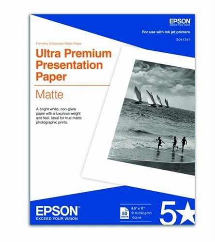 Epson Ultra Premium Matte 8 1/2 x 11 Inch Presentation Paper 50 Count (S041341)