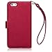 iPhone 6S Plus Case, Terrapin [Red] [Lily Floral Interior] Textured PU Leather Wallet Case with Card Slots Cash Compartment and Detachable Wrist Strap for iPhone 6 Plus / 6S Plus - Red