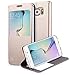 Galaxy S6 Edge Case, USAMS & Kollea [Muge Series] Big Window View Premium PU Leather Folio Case Flip Cover W Stand for Samsung Galaxy S6 Edge 2015 Version - Gold