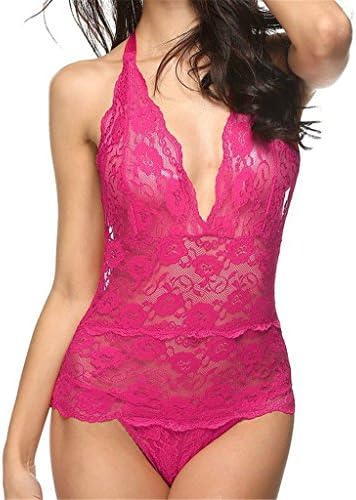Feverishop Women's Lace See Through Teddy Bodysuit Sexy Lingerie Dress Babydoll