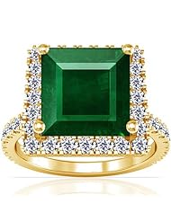14K Yellow Gold Princess Cut Emerald Ring With Sidestones (GIA Certificate)