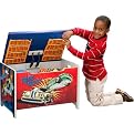 Hot Wheels Toy Box with Padded Seat and Car Storage Compartments - Multicolor