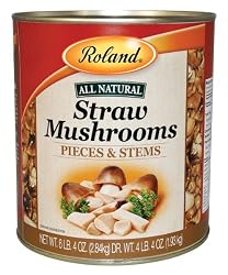 Roland Pieces & Stems Straw Mushrooms, 6.4-Pound Cans (Pack of 2)