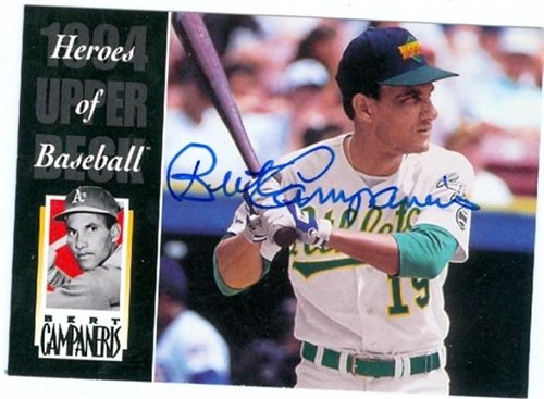 Bert Campaneris Autographed/Hand Signed MLB Baseball card (Oakland Athletics) 1994 Upper Deck Bat #2