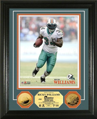 Ricky Williams Framed Miami Dolphins 24KT Gold Coin Photo Mint