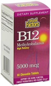 Natural Factors Vitamin B12 Methylcobalamin 5000mcg Tablets, 60-Count
