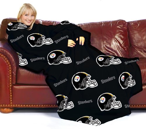 Pittsburgh Steelers Adult Comfy Throw Blanket with Sleeves