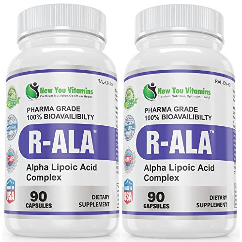 R-ALA Healthy Glucose Metabolism R-Alpha Lipoic Acid 200mg 180 Capsules 2 Bottles