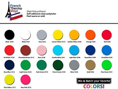 Gercutter´s Store: 2 Feet (24" or 60.96cm) Price for linear foot - French Thermo Vinyl "QUICK FRENCH" Heat Transfer Vinyl on Cotton or Polyester Mesh and Poly-blend Fabrics (Mix & Match your favorite colors)***Free Shipping***
