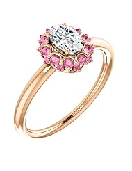 10K Rose Gold Oval Cut Diamond and Pink Sapphire Flower Inspired Ring -- LIFETIME WARRANTY