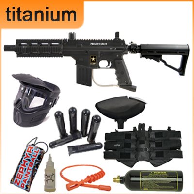 Tippmann US Army Project Salvo Titanium Paintball Gun Package - Black
