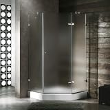 Vigo Industries VG6061CHCL42W Frameless NeoAngle Glass Shower Enclosure, Chrome
