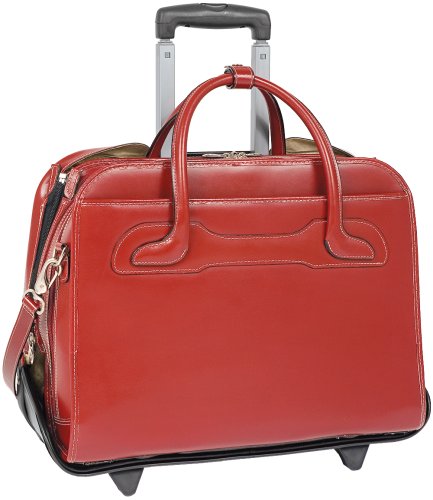 McKleinUSA Willowbrook 94986 W Series Italian Leather Detachable -Wheeled Ladies Briefcase (Red)