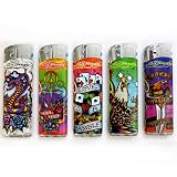 5-PACK Ed Hardy Refillable Tattoo Color Changing LED Lighters (EH-LT-123)