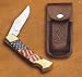 PATRIOTIC USA VINTAGE FOLDING POCKET KNIFE LEATHER CASE