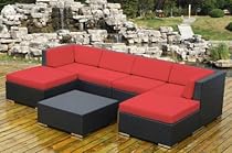 Big Sale ohana collection OPN7036R Genuine Ohana Outdoor Patio Wicker Furniture 7-Piece All Weather Gorgeous Couch Set with Free Patio Cover