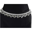Chime Bell White Brass Hip Chain Belt with Two Types of Tinkling Bells, Fits waist or hips 36" - 40". Chain Link Belt for Belly Dancing or Casual Wear