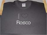 I Love Rosco - Ladies Short Sleeve Gildan g640l Rhinestone Shirt
