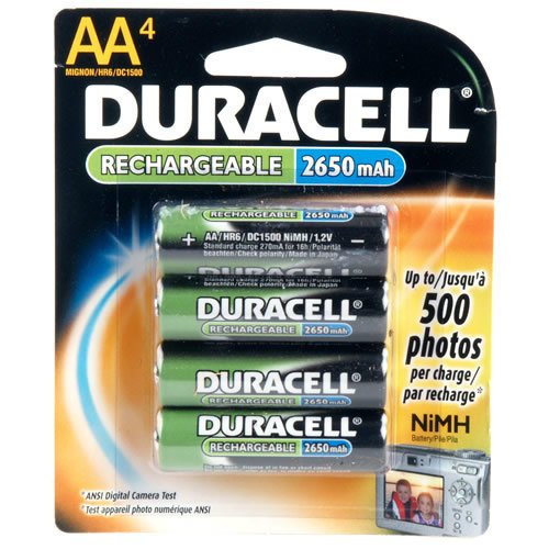 Duracell DC1500B4N AA NiMH Duracell Rechargeable Batteries, (4 Batteries)
