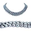 Triple Strand 16-18 Inches 6-7mm Black Oval Shape Freshwater Cultured Pearl Necklace