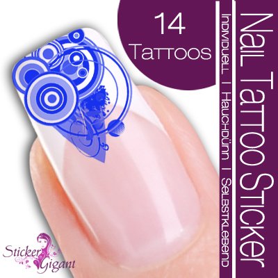 Nail Tattoo Sticker Deko Ecke / Kreis - blau Preisvergleich