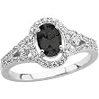 14K White Gold Onyx and Diamond Ring