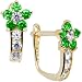 14K Yellow Gold Emerald Green Cubic Zirconia Flower Earrings