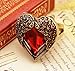 Lingstar(TM) Retro Bronze Red Heart Ring Vintage Palace Angel Wings Adjustable Sizes