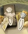 Beach Themed Chrome Seashell Bookmark Wedding Favors, 36