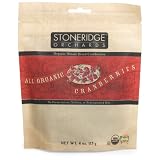 Stoneridge Orchards Organic Whole Dried Cranberries, 4-Ounce Pouches (Pack of 5)