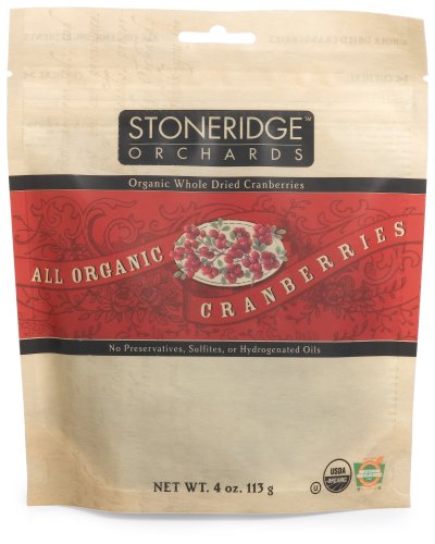 Stoneridge Orchards Organic Whole Dried Cranberries, 4-Ounce Pouches (Pack of 5) by Stoneridge Orchards