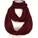 Soft Thin Knit Chain Circle Loop Eternity Scarf Wine