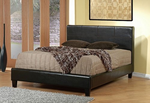 Contemporary Leather-Like Eastern King Size Platform Bed