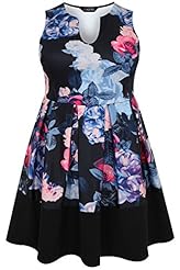 Plus Size General Print Pleated Scuba/Knit Skater Dress 