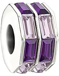 Chamilia Silver Swarovski Purple Double Baguette Bead Charm