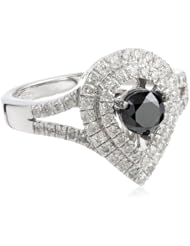 10k White Gold Black and White Diamond Drop Ring (1/4 Cttw, I-J Color, I2-I3 Clarity), Size 7