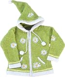 Yellow Green Child's Sweater with Pointy Hood, Infant Size