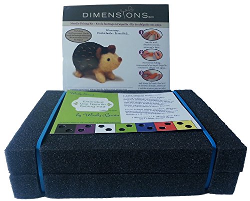 Needle Felting Bundle of 2 Items: Hedgehog Kit and Extended Use Needle Felting Pad Travel Size 6x8"