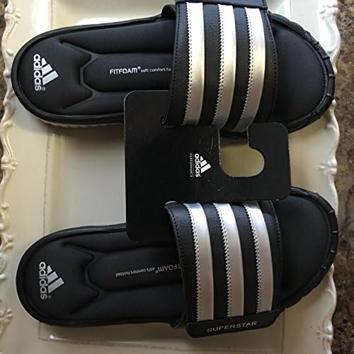 Adidas SUPERSTAR BLACK &amp; WHITE MENS SIZE 8 Slides flip flops