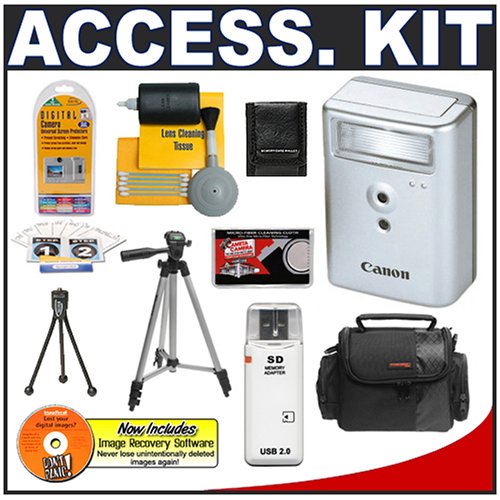 Canon HF-DC1 High-Power Flash + Tripod + Case + Cameta Bonus Accessory Kit for PowerShot Digital Cameras including SX1 SX10 IS SX110 IS SX200 IS D10 SD1200 IS SD1100 IS SD990 IS SD970 IS. SD960 IS SD890 IS SD880 IS SD790 IS SD780 IS SD770 IS A2100 IS A2000 IS A1100 IS A1000 IS A590 IS A580 A480 Digital Cameras