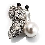 Tiny Crystal Butterfly Brooch (Silver Tone)