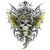 Top Heavy - Green Winged Dragon W/ Gothic Skull - Sticker / Decal AD551