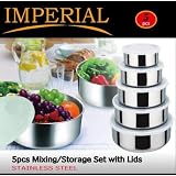 5 Pcs - Stainless Steel Mixing Storage Bowl Set With the Lids by 