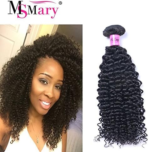 Ms Mary 6A Human Hair Direct 100% Virgin Peruvian Human Hair Extensions Kinky Curly Wave 4 pack Bundle, Natual Black Color 400g Total