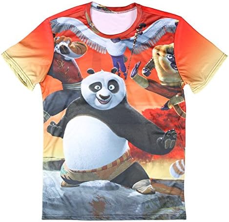 Man Printing Lovely Kung Fu Panda Short Sleeve Crew Neck Tee